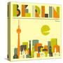 Berlin Skyline-Jazzberry Blue-Stretched Canvas