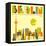 Berlin Skyline-Jazzberry Blue-Framed Stretched Canvas