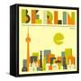 Berlin Skyline-Jazzberry Blue-Framed Stretched Canvas