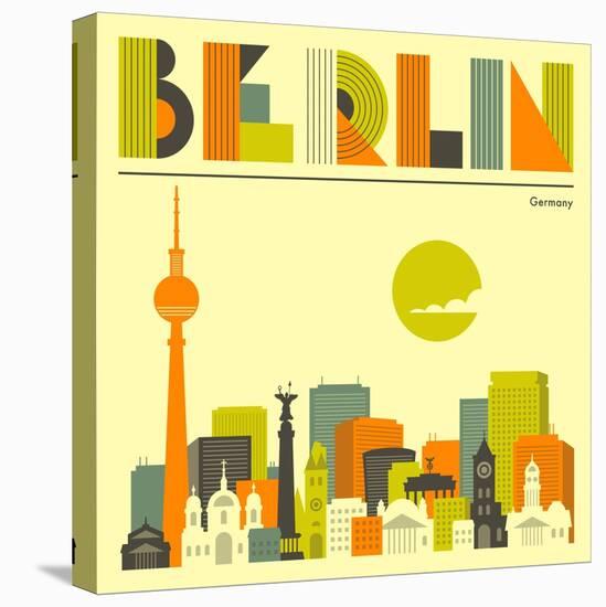 Berlin Skyline-Jazzberry Blue-Stretched Canvas