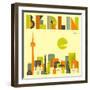 Berlin Skyline-Jazzberry Blue-Framed Art Print