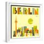 Berlin Skyline-Jazzberry Blue-Framed Art Print