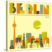 Berlin Skyline-Jazzberry Blue-Stretched Canvas