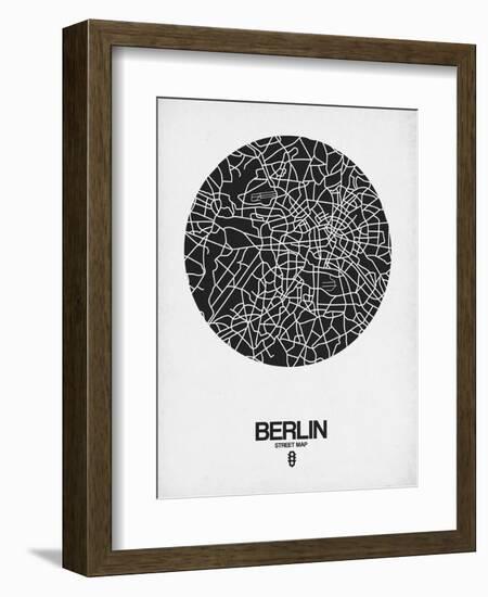 Berlin Street Map Black on White-NaxArt-Framed Art Print