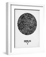 Berlin Street Map Black on White-NaxArt-Framed Art Print