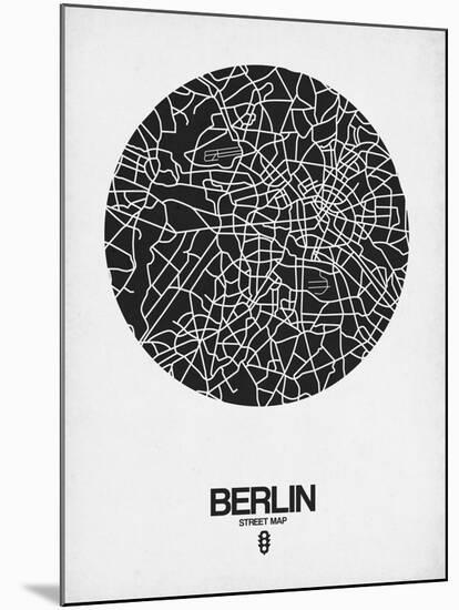 Berlin Street Map Black on White-NaxArt-Mounted Art Print