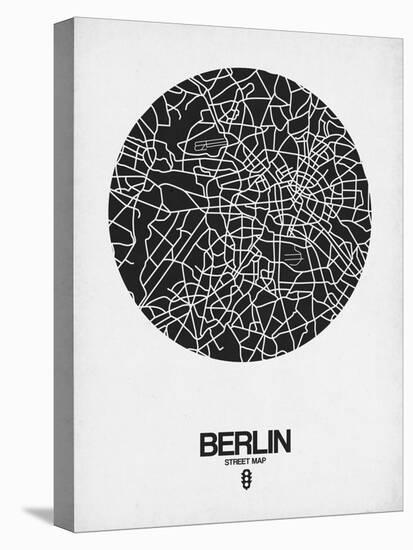 Berlin Street Map Black on White-NaxArt-Stretched Canvas