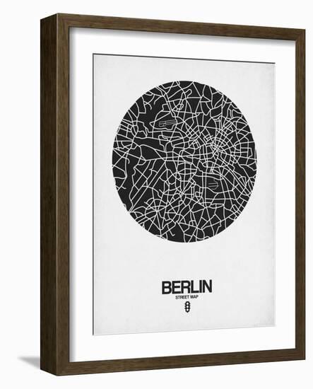 Berlin Street Map Black on White-NaxArt-Framed Art Print