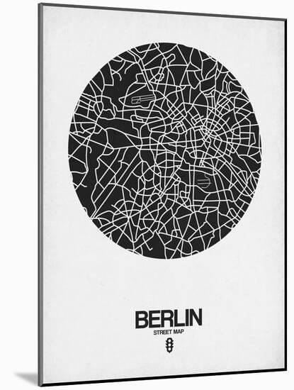 Berlin Street Map Black on White-NaxArt-Mounted Art Print