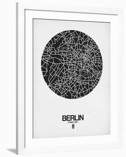 Berlin Street Map Black on White-NaxArt-Framed Art Print