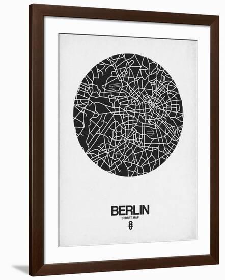 Berlin Street Map Black on White-NaxArt-Framed Art Print