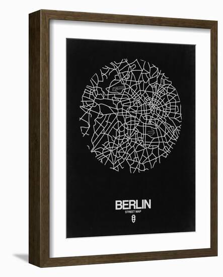 Berlin Street Map Black-NaxArt-Framed Art Print