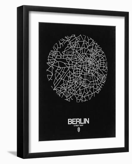 Berlin Street Map Black-NaxArt-Framed Art Print