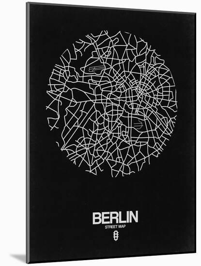 Berlin Street Map Black-NaxArt-Mounted Art Print