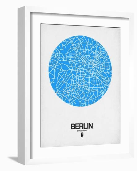 Berlin Street Map Blue-NaxArt-Framed Art Print