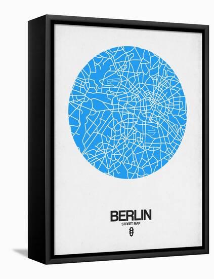 Berlin Street Map Blue-NaxArt-Framed Stretched Canvas