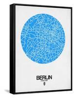 Berlin Street Map Blue-NaxArt-Framed Stretched Canvas