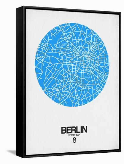 Berlin Street Map Blue-NaxArt-Framed Stretched Canvas