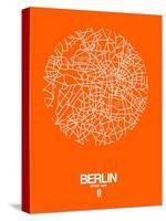 Berlin Street Map Orange-NaxArt-Stretched Canvas