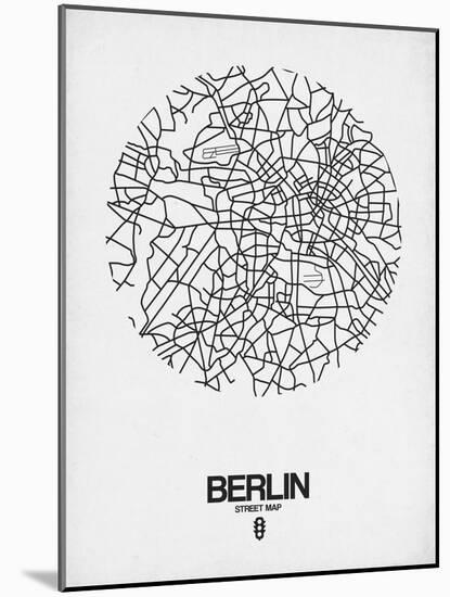 Berlin Street Map White-NaxArt-Mounted Art Print