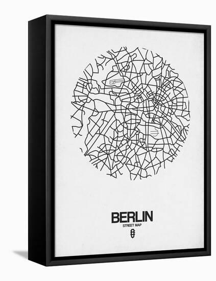 Berlin Street Map White-NaxArt-Framed Stretched Canvas