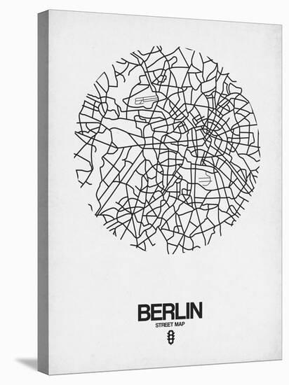 Berlin Street Map White-NaxArt-Stretched Canvas