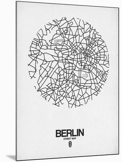 Berlin Street Map White-NaxArt-Mounted Art Print