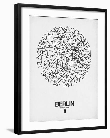 Berlin Street Map White-NaxArt-Framed Art Print