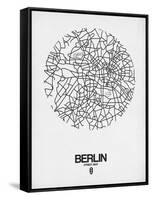 Berlin Street Map White-NaxArt-Framed Stretched Canvas