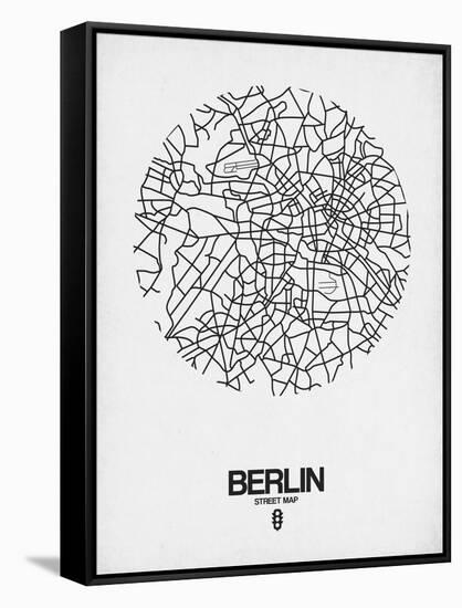 Berlin Street Map White-NaxArt-Framed Stretched Canvas