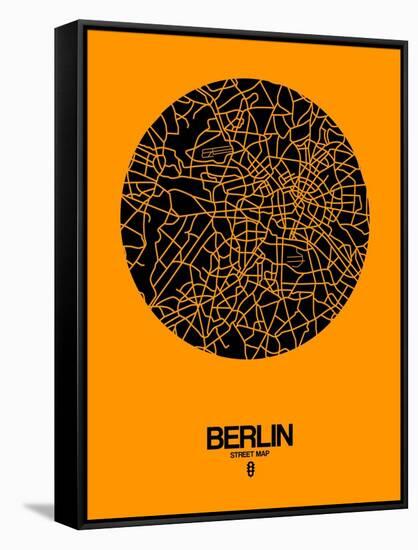 Berlin Street Map Yellow-NaxArt-Framed Stretched Canvas