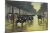 Berlin Street Scene with Cars in the Evening-Lesser Ury-Mounted Giclee Print