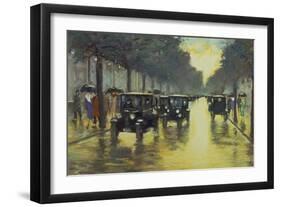 Berlin Street Scene with Cars in the Evening-Lesser Ury-Framed Giclee Print