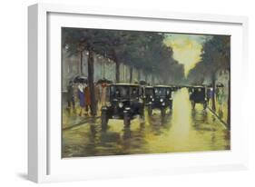 Berlin Street Scene with Cars in the Evening-Lesser Ury-Framed Giclee Print