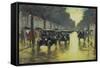 Berlin Street Scene with Cars in the Evening-Lesser Ury-Framed Stretched Canvas