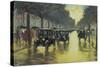 Berlin Street Scene with Cars in the Evening-Lesser Ury-Stretched Canvas