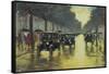 Berlin Street Scene with Cars in the Evening-Lesser Ury-Framed Stretched Canvas