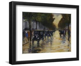 Berlin Streetscene in the Rain; Berliner Strassenszene in Regen-Lesser Ury-Framed Giclee Print