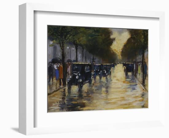 Berlin Streetscene in the Rain; Berliner Strassenszene in Regen-Lesser Ury-Framed Giclee Print