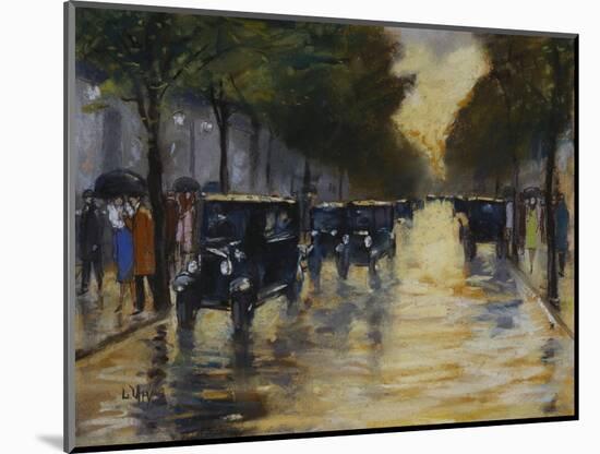 Berlin Streetscene in the Rain; Berliner Strassenszene in Regen-Lesser Ury-Mounted Giclee Print