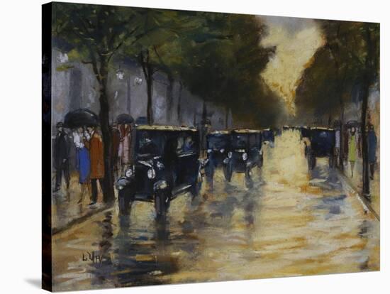 Berlin Streetscene in the Rain; Berliner Strassenszene in Regen-Lesser Ury-Stretched Canvas