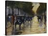 Berlin Streetscene in the Rain; Berliner Strassenszene in Regen-Lesser Ury-Stretched Canvas