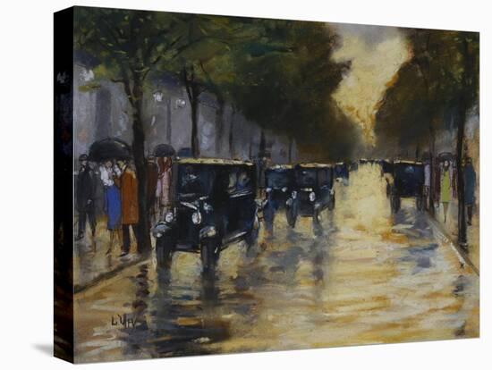 Berlin Streetscene in the Rain; Berliner Strassenszene in Regen-Lesser Ury-Stretched Canvas