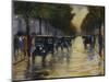 Berlin Streetscene in the Rain; Berliner Strassenszene in Regen-Lesser Ury-Mounted Giclee Print