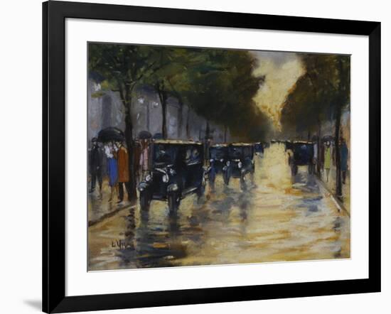 Berlin Streetscene in the Rain; Berliner Strassenszene in Regen-Lesser Ury-Framed Giclee Print