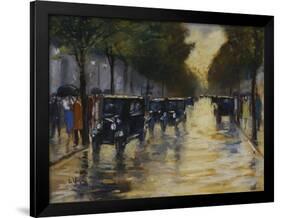 Berlin Streetscene in the Rain; Berliner Strassenszene in Regen-Lesser Ury-Framed Giclee Print