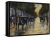 Berlin Streetscene in the Rain; Berliner Strassenszene in Regen-Lesser Ury-Framed Stretched Canvas