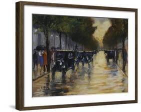 Berlin Streetscene in the Rain; Berliner Strassenszene in Regen-Lesser Ury-Framed Giclee Print