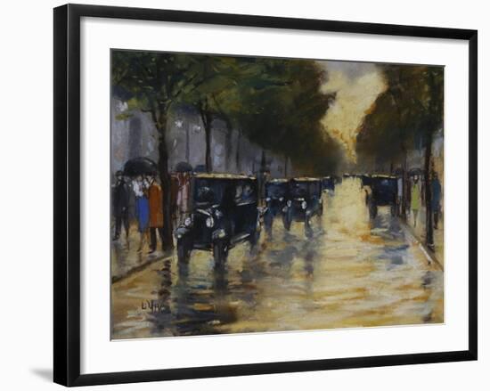 Berlin Streetscene in the Rain; Berliner Strassenszene in Regen-Lesser Ury-Framed Giclee Print