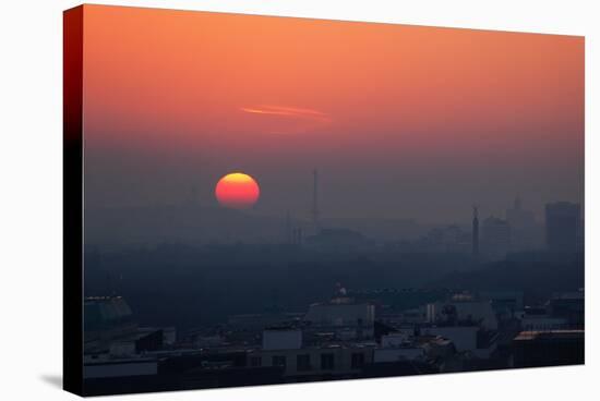 Berlin, Sunset, Silhouettes-Catharina Lux-Stretched Canvas